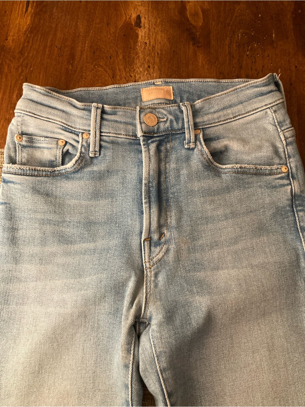 LIKE New, MOTHER Light Blue Women's High-Rise Flare Jeans - Picture 4 of 10